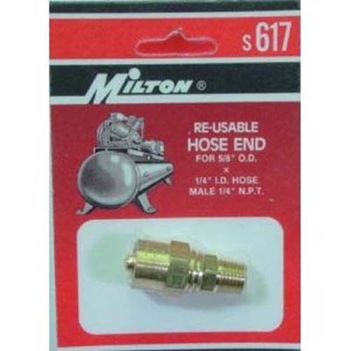 Milton S617 Reusable Brass Air Hose Fitting 1/4 X 5/8 - Afbeelding 1 van 1
