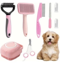 8pc Dog Grooming Kit Pet Care Brush Comb Trimmer File Bath Teeth