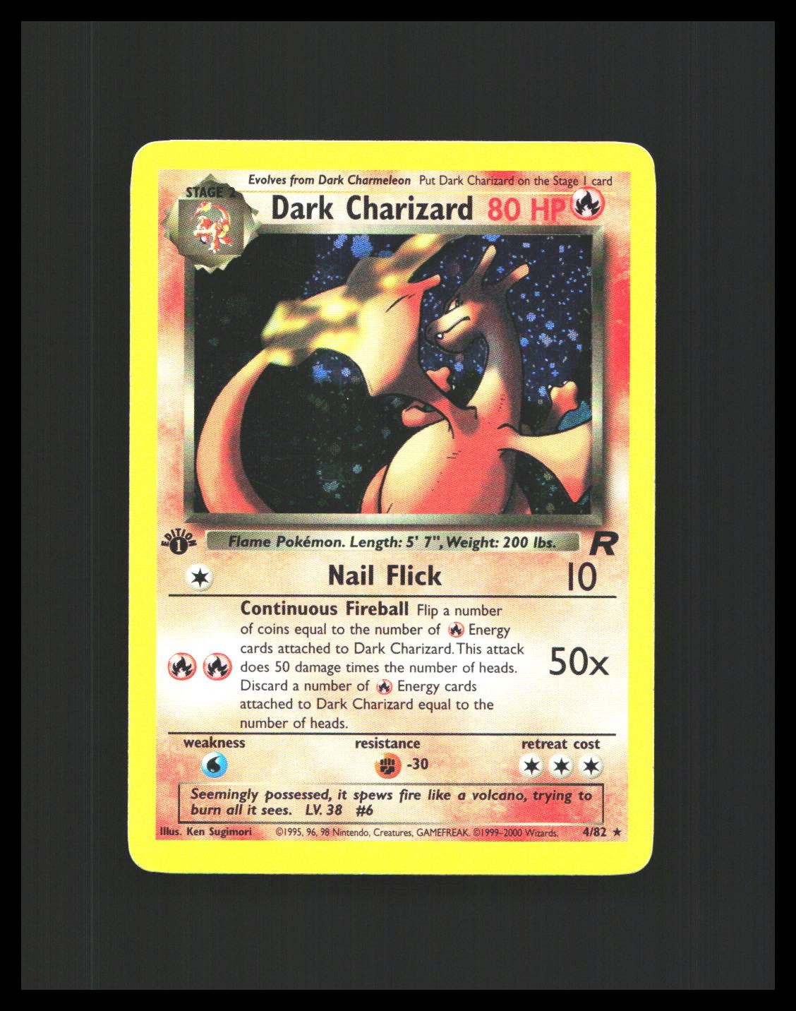 Dark Charizard Pokémon Team Rocket 1st EDITION 4/82 HOLO RARE LP