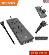 Heavy-Duty Eaton 12-Outlet Surge Protector with 8ft Cord  USB Charging  Safety