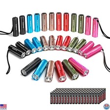 30-Pack Mini LED Flashlights, Aluminum Handheld Torches, Assorted Colors