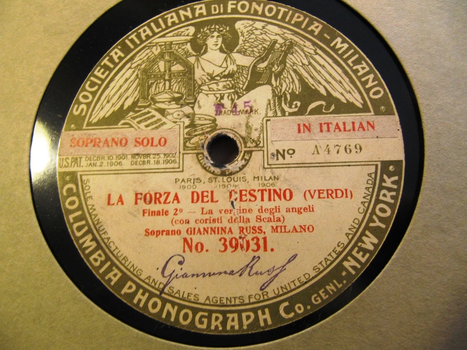 1905 Signed GIANNINA RUSS FONOTIPIA Boheme Mi Chiamano Forza TK 2 VERGINE 39031 Foto 3 de 3
