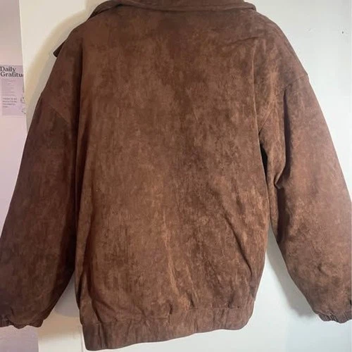 NWT Lost Management Cities LMC Brown Suede Down Lined Puffer Jacket, Men's S image 2
