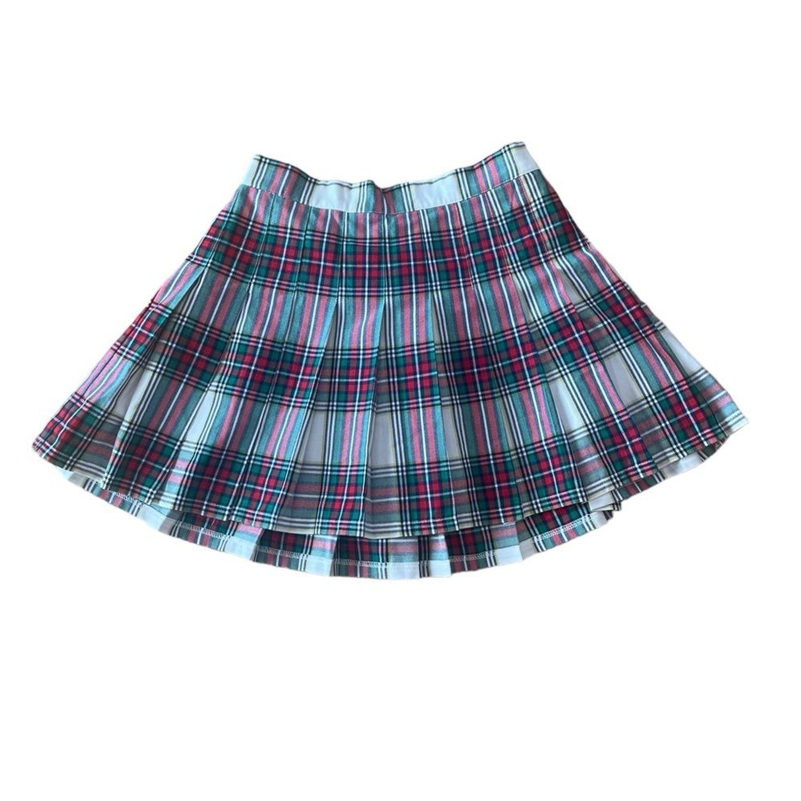 Aerie Red and Green Pleated School Girl Mini Skirt Size Medium NWT