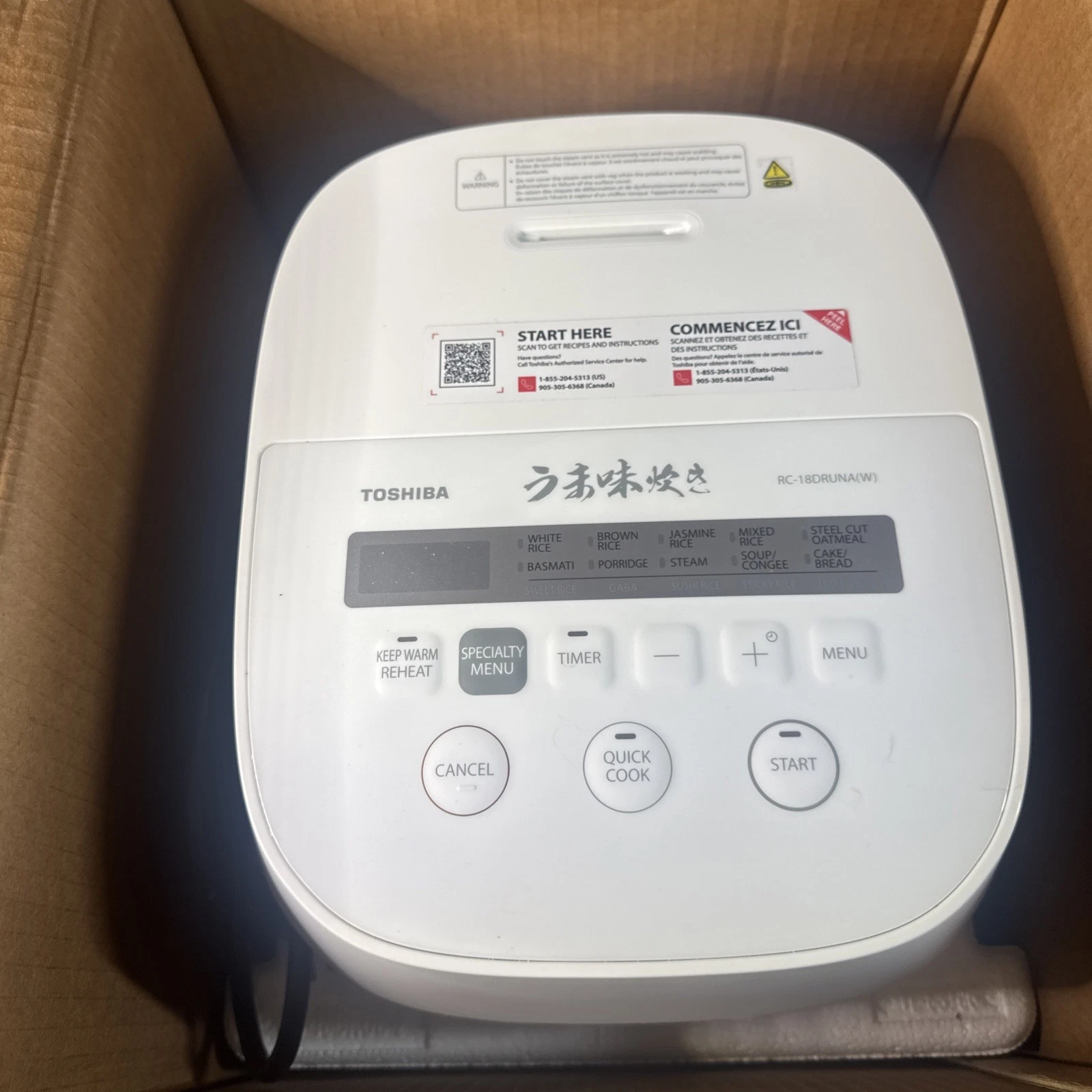 Toshiba Rice Cooker Rc-18druna(w) White Unit, Used Once!