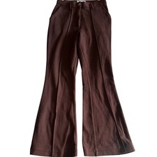 Urban Outfitters, Maroon, Pleated, Flare/Wide Leg, Trousers- S
