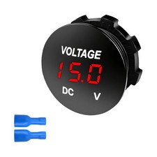DC 12V 24V Voltmeter Gauge, Waterproof LED Digital Display Car Voltage Meter ...