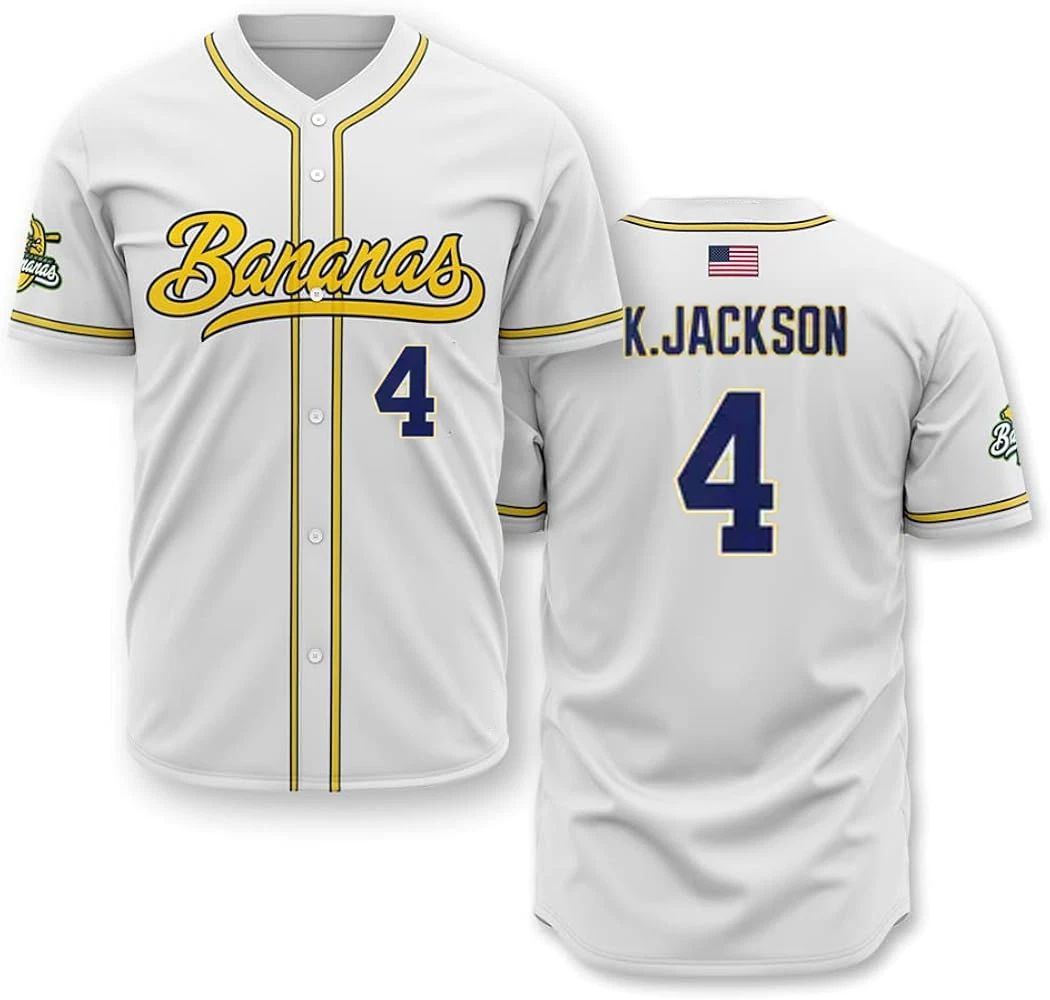 NEW Savannah Bananas #4 Jackson Baseball Jersey T Shirt All Size