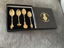 Queen Elizabeth Diamond Wedding 22ct Gold Plated Spoons Set , Commemorative...
