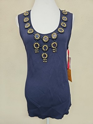 NWT RUBY RD. Women's Plus Blouse Top Sleeveless Scoop Neck Embellished.Size 1X