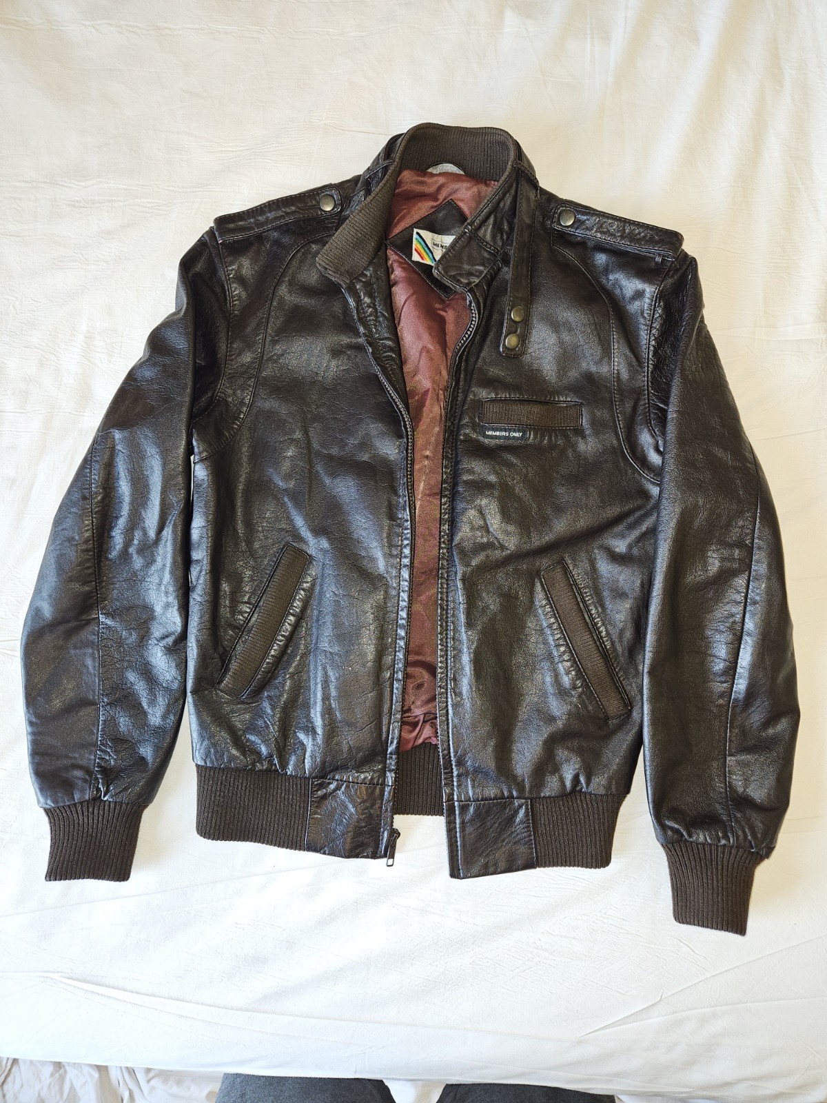 Vintage Members Only Leather Bomber Jacket