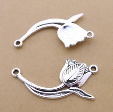 12 or 30PCS Antique Silver Tone Metal Flower Connector Charm Pendant CC38