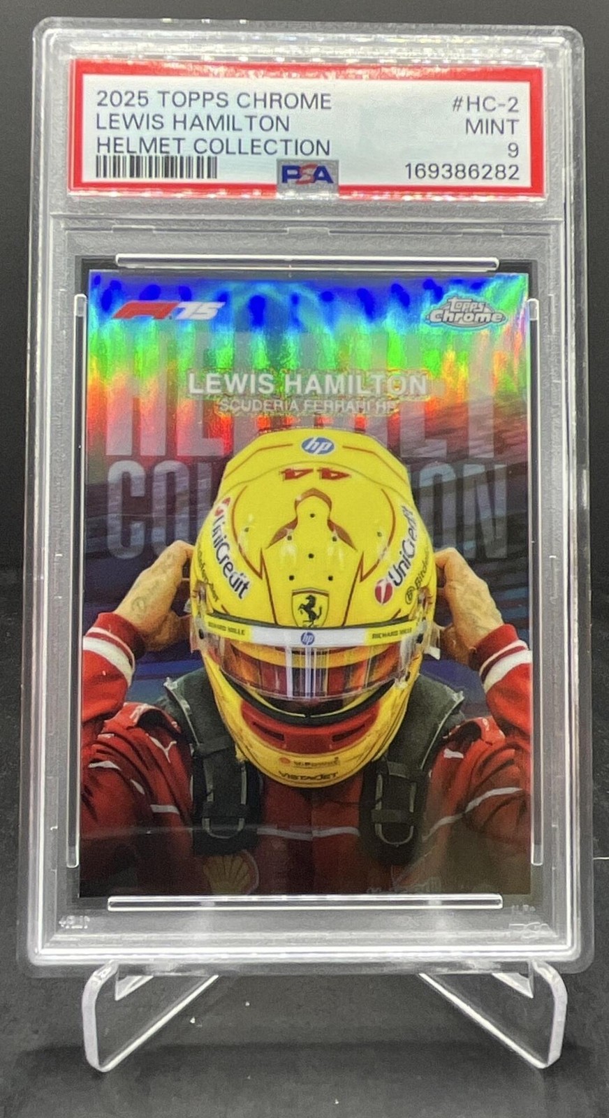 2025 Topps Chrome Formula 1 F1 Lewis Hamilton Helmet Collection PSA 9 #HC-2 (D) view 1