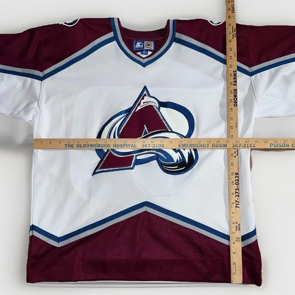 Camiseta deportiva de hockey vintage de los 90 Patrick Roy #33 Colorado Avalanche NHL - talla L Foto 4 de 4