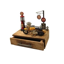 Route 66 Desk Table Decor Gas Station Model Miniature Storage Box Decoration ...