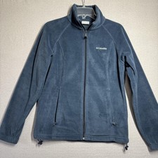 Columbia Fleece Jacket Womens Medium Blue Full Zip Stand Collar Pockets Outdoor
