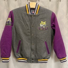 NCAA LSU TIGER G3 Prototype Sample Charcoal/Purple Football Varsity Jacket Men L