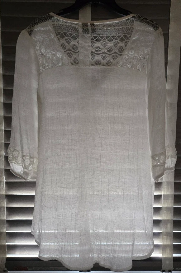 女式全倾斜钩针上衣,尺寸 L 白色 — 第 2/4 张图片