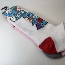 Smurfs RAINBOW 2 Pr Retro Novelty Ankle Socks Smurfette One Sz US Shoe 7-12 NWT