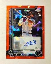 Adael Amador 2025 Topps Chrome RC AUTO Sapphire Rookie ORANGE REFRACTOR 11/25 J6