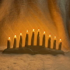 Vintage Christmas 10 Light Mini Electric Candolier Bulbs 