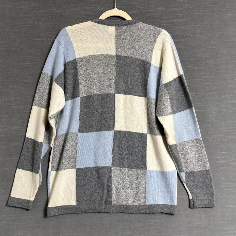 Cárdigan Suéter Vintage Clan Douglas L Azul Gris Crema Cachemira Escocia Suave Foto 2 de 4