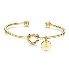 14K Gold Plated Initial Bracelet for Women - Dainty 14K Gold Plated A-Gold