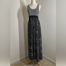 Michael Kors Women's Size XL Extra Large Black and White Sleeveless Maxi Dress
