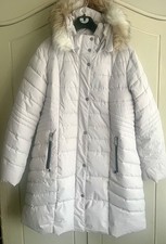 Centigrade Off-White Padded Winter Coat Jacket Faux Fur Hood Women’s XL  Puffer