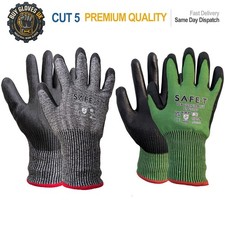 Level 5 PU Anti Cut Resistant Safety Work Gloves Builders Grip Protection