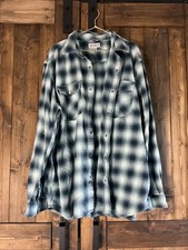 Carhartt Men’s Blue Gray White Plaid Long-Sleeve Button-Up Shirt XL