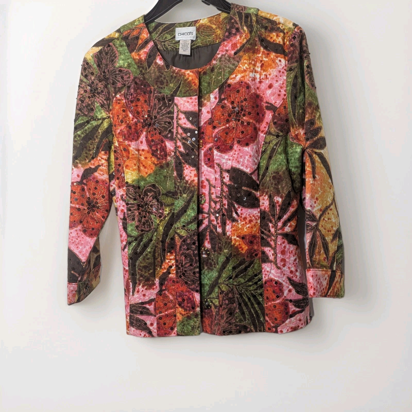 Chico's  Jacket Top Multicolor Button Up Womens S… - image 1