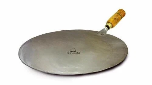 Handmade Iron Concave Tawa 10 Inch Tava for Roti Chapati Wooden Handle LB-01