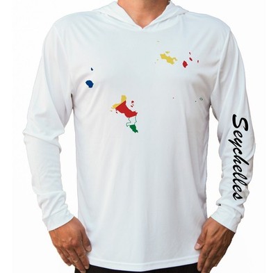 Seychelles Islands Map Flag Sun T-Shirt UV Protected UPF 50 Long Sleeve Hood