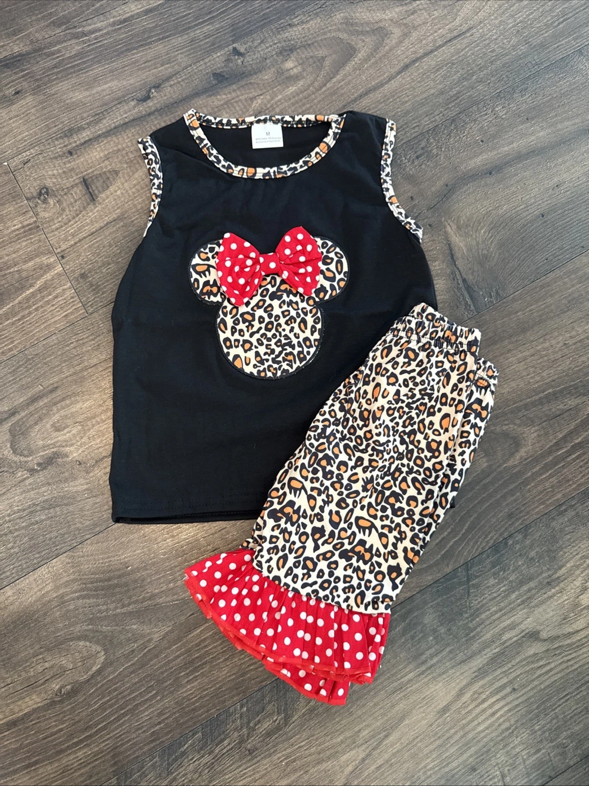 Leopard Print Minnie Mouse Short Outfit | Animal Print Minnie Mouse Girl Size6/7