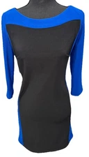 AB Studio Career Dress Women's Size 4 Royal Blue & Black 3/4 Sleeves Back Zip Up