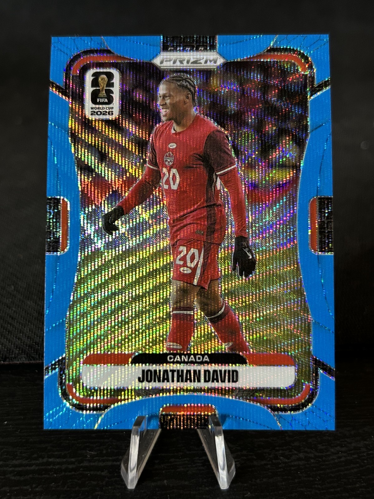 2026 Panini Prizm FIFA World Cup Jonathan David #167 Fluorescent Blue /225 J316