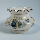 Vintage Milk Glass Hurricane Lamp Shade Floral Ruffled Rim 4” Fitter Shabby