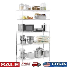 5-Tier Heavy Duty Steel Wire Storage Shelf Unit Commercial Use Freestanding New