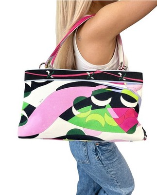 EMILIO PUCCI Vintage Logo Geometric Multicolor Tote Bag Pink  902039