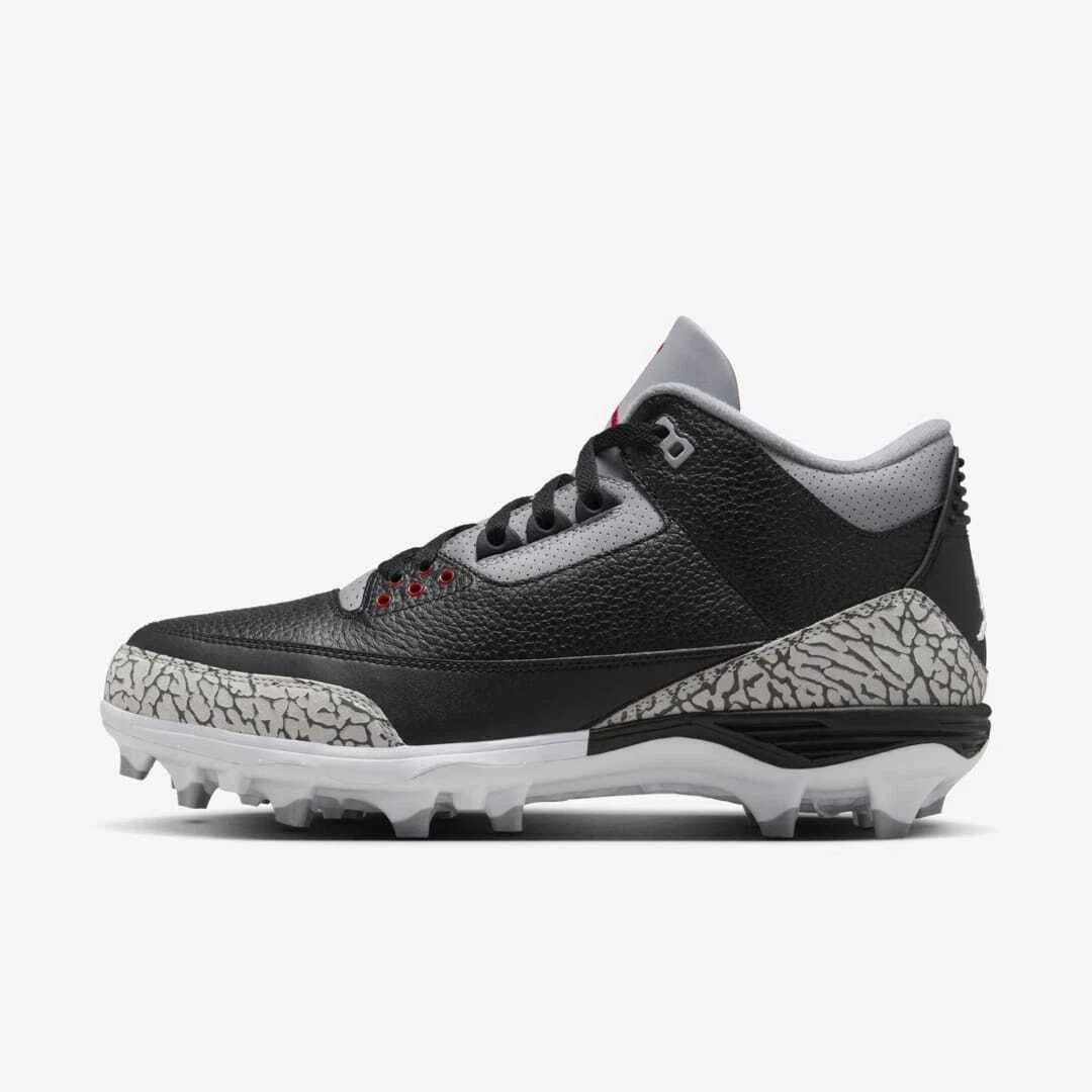 Nike Air Jordan 3 Mid TD Football Cleats 'Black Cement' FZ8626-001