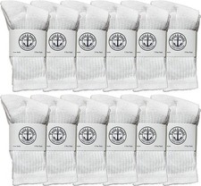 36 PK Yacht  Smith Kids Premium Cotton Crew Socks White Size 4-6 Boys Crew Sock