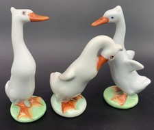 Herend Set of 3 Goose Trio Hand Painted 3" Excellent