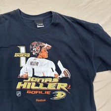 Vintage Anaheim Ducks Jonas Hiller #1 Large Short Sleeve T Shirt Rebook