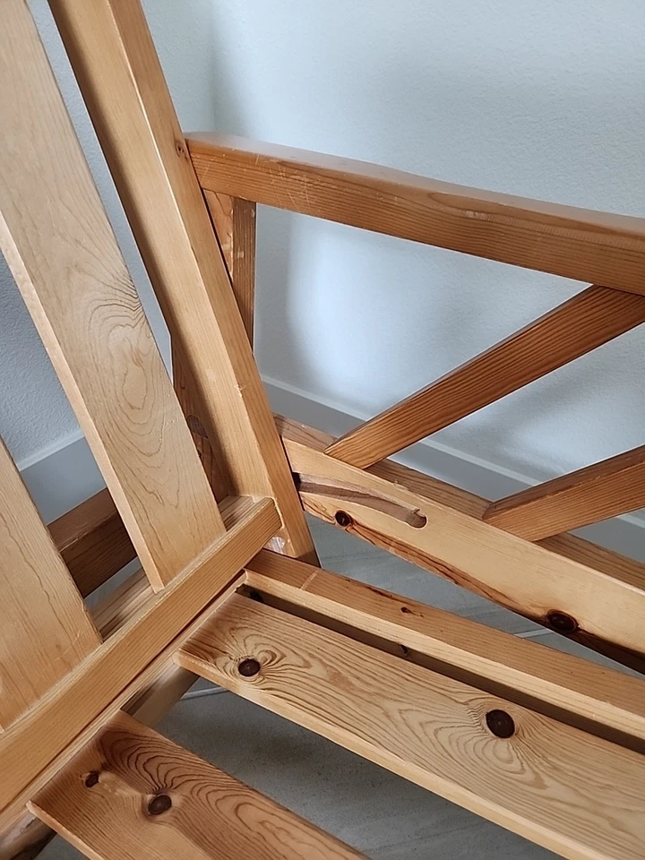 Sofá/cama dobrável futon quadro completo/queen tamanho 60" largura 80" comprimento madeira de pinho - Imagem 3 de 4