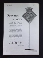 Original 1955 Advert Fairey Gannet Naval Aircraft HMS Eagle