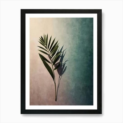 Schatten eines Palmblattes Kunstdruck gerahmt Wandbild Poster Leinwanddruck Bild