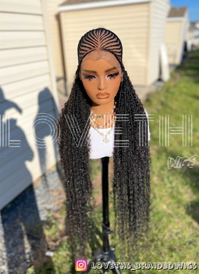 Ships next day(2days SHIPPING)Cornrow Full lace Braided wig,black knotless braid - Image 3 of 4