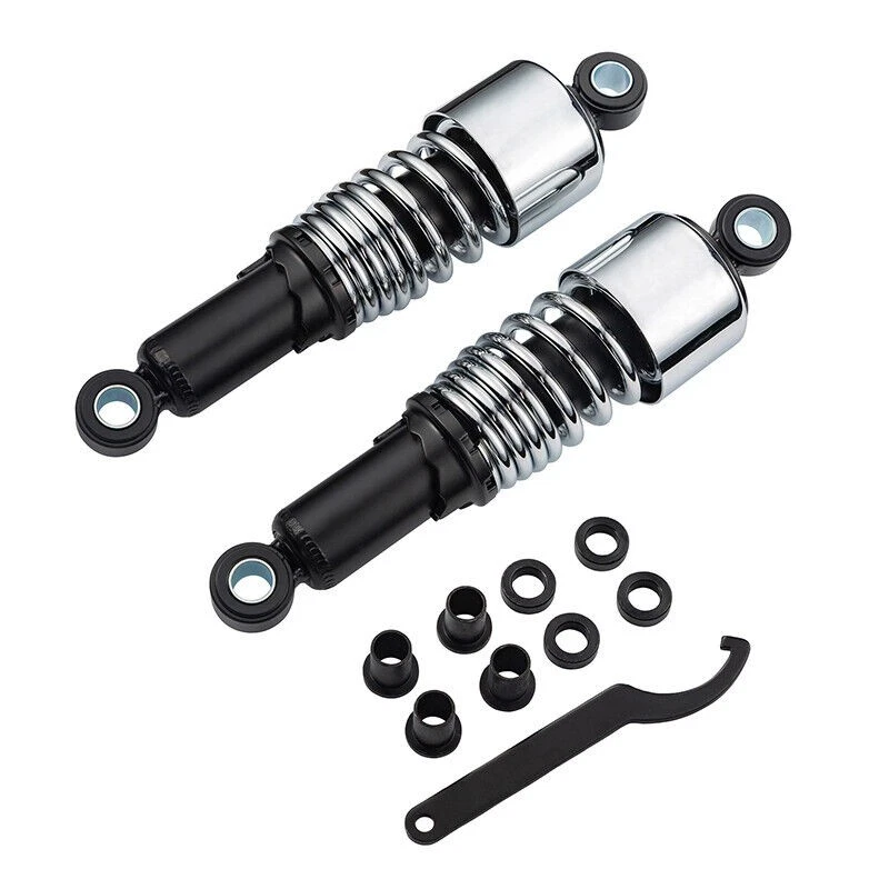 2PCS 10.5'' 267mm Chrome Rear Shocks Fit For Harley Davidson Sportster 883 1200 - Image 2 of 4