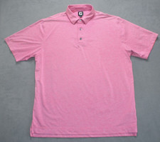 FootJoy Mens Lisle Golf Polo Shirt Heather Pink Blue Pinstripe Size XL